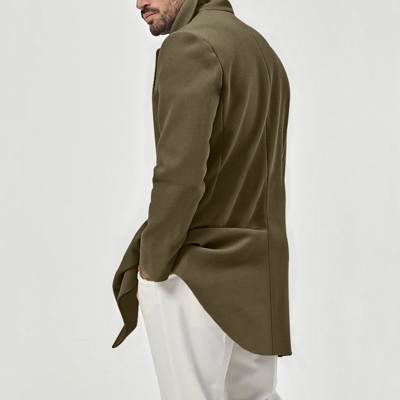 Men’s Wool Coat – Tailored Fit – Double-Breasted – Knee Length – Formal Wear