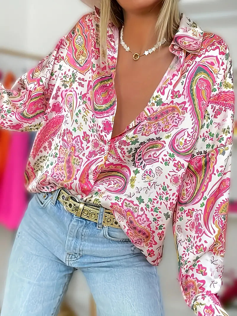 Aeliana® | Elegant Long-Sleeved Shirt With Paisley Pattern And Buttons