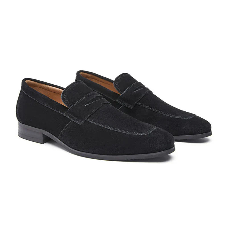 Men’s Loafers – Suede Finish – Slip-On Penny Design – Formal Smart Casual Shoe