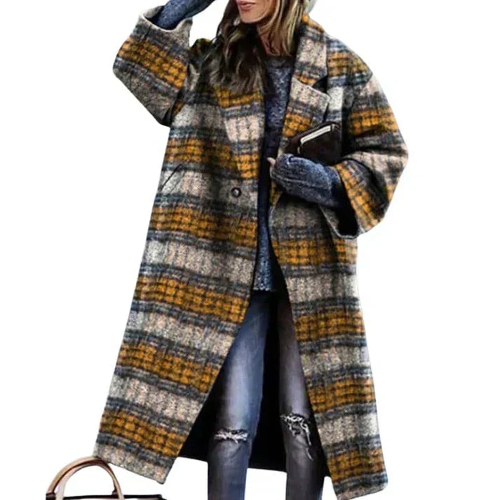 Hannah | Stylish Long Plaid Coat
