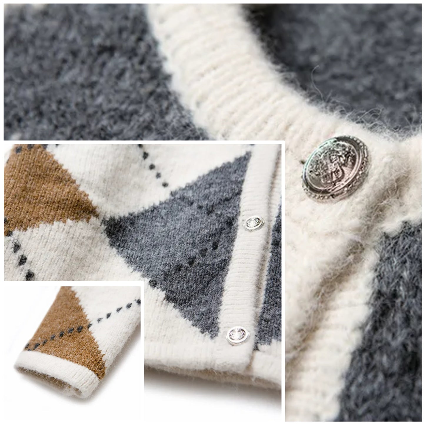 Blythe® | Women's alpaca knit cardigan in a geometric design