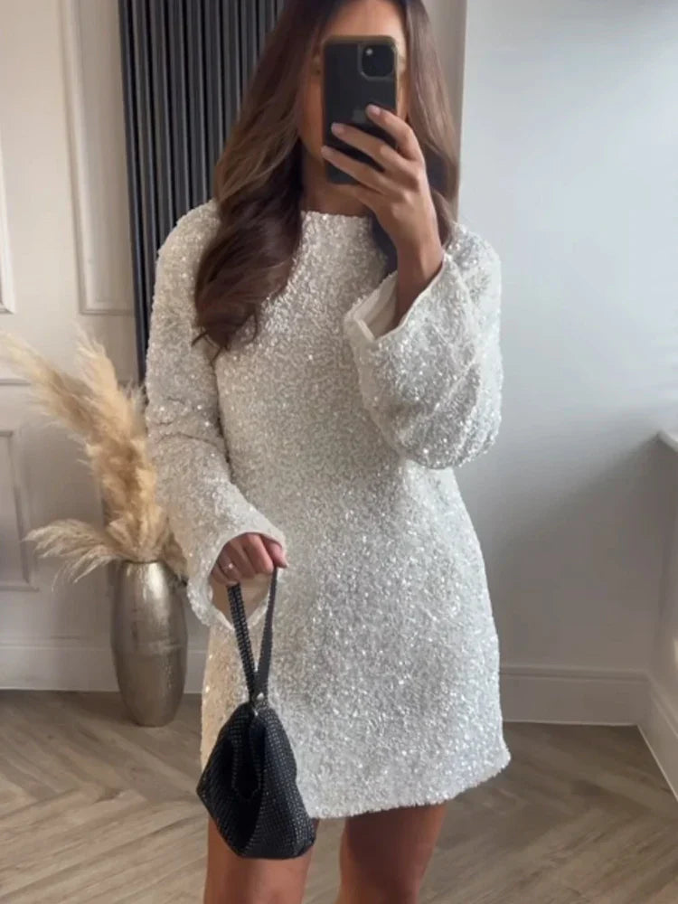 Claire® | Mini dress with contrasting bow and luxurious texture