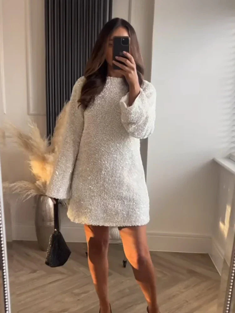 Claire® | Mini dress with contrasting bow and luxurious texture