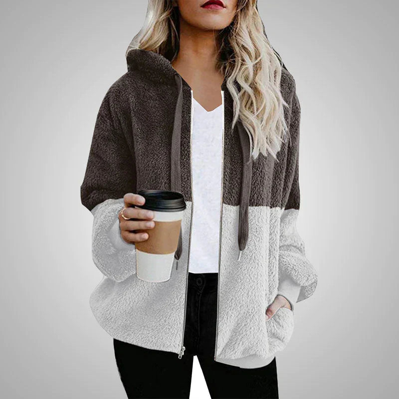 Blanca | Teddy cardigan with a warm hood for women