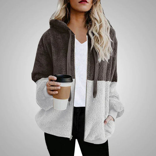 Blanca | Teddy cardigan with a warm hood for women
