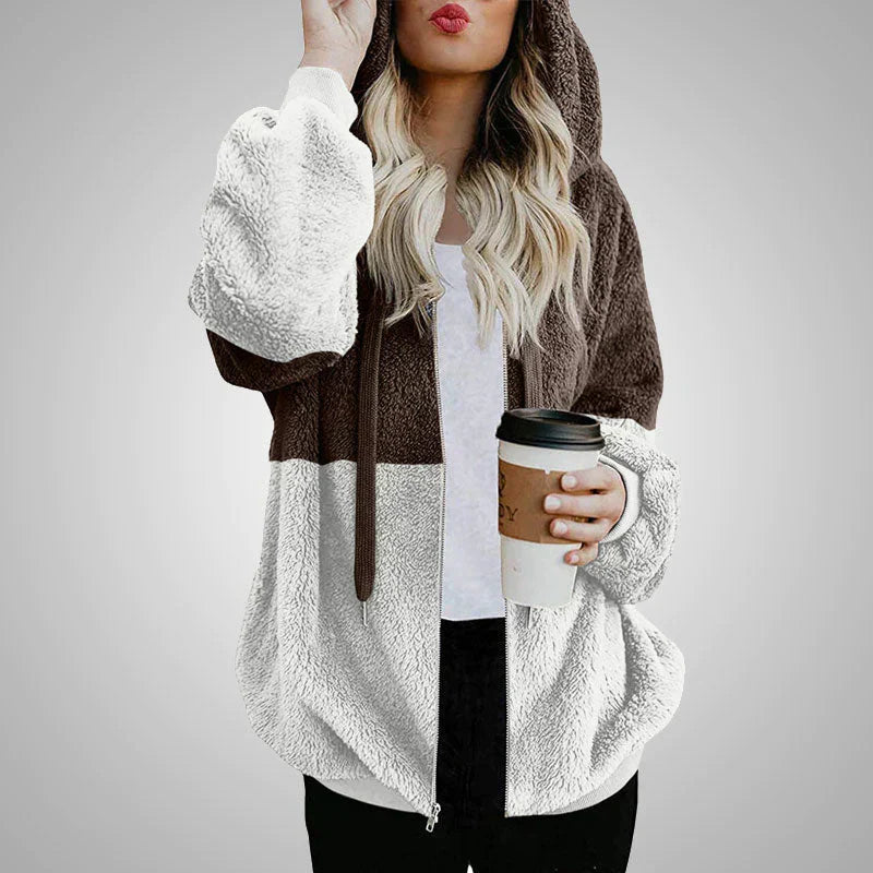 Blanca | Teddy cardigan with a warm hood for women
