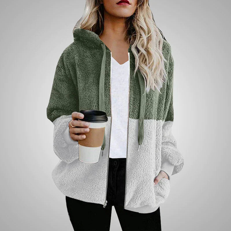 Blanca | Teddy cardigan with a warm hood for women