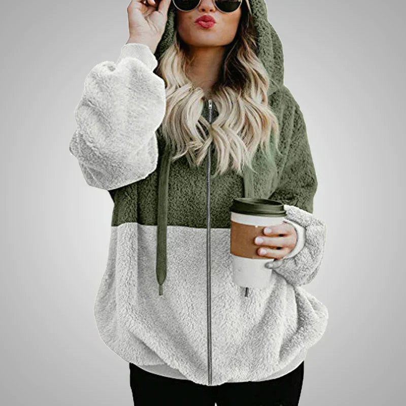 Blanca | Teddy cardigan with a warm hood for women