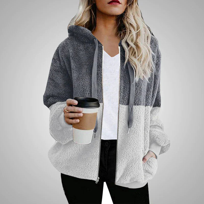 Blanca | Teddy cardigan with a warm hood for women