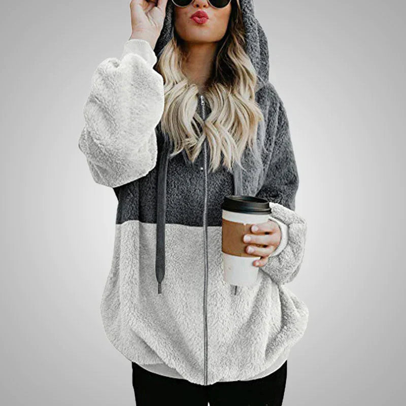Blanca | Teddy cardigan with a warm hood for women