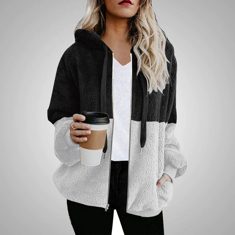 Blanca | Teddy cardigan with a warm hood for women