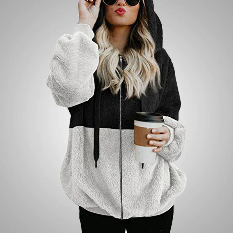Blanca | Teddy cardigan with a warm hood for women