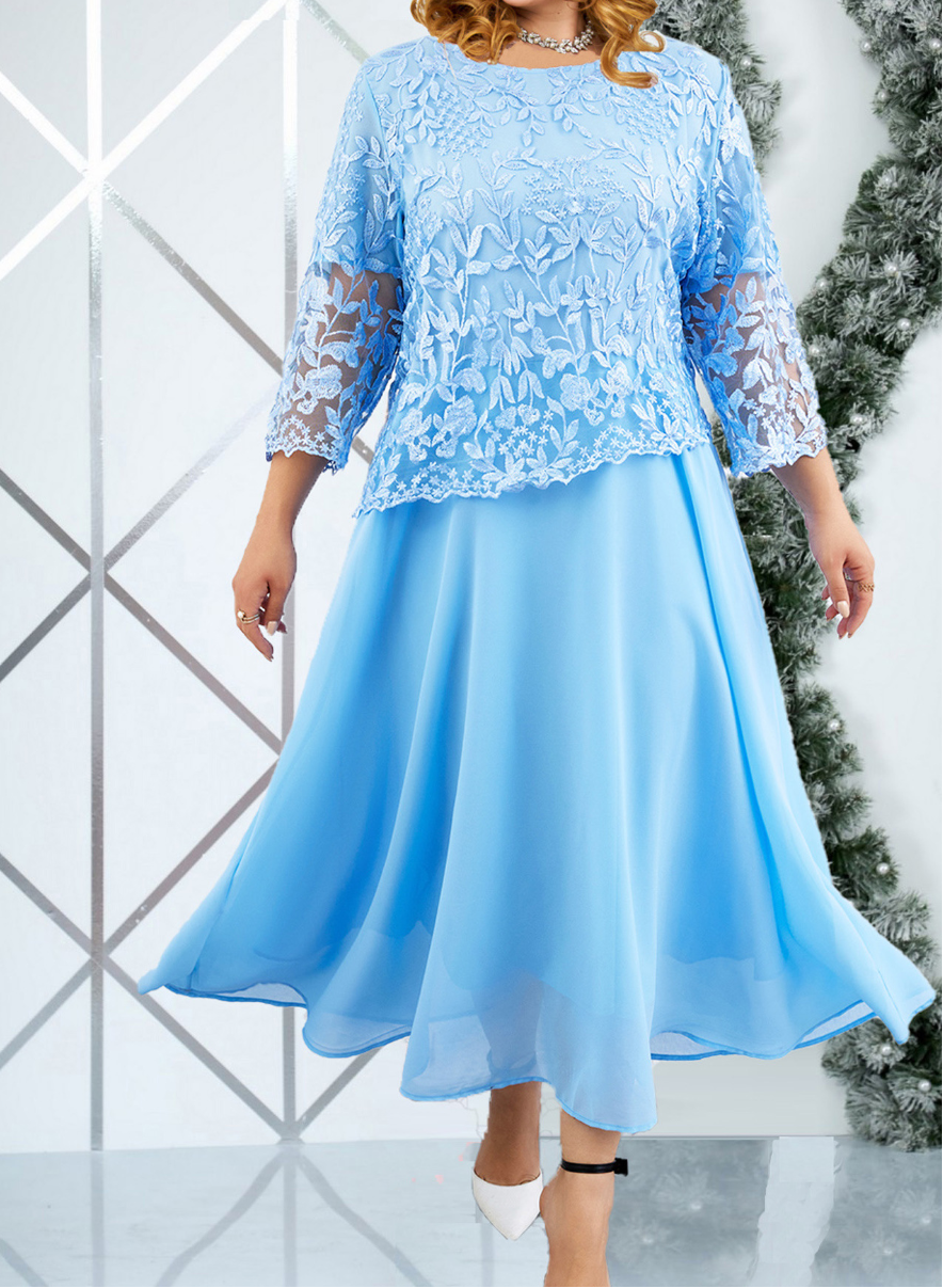 Naomi | Elegant Quarter Sleeve Maxi Dress for Formal Events