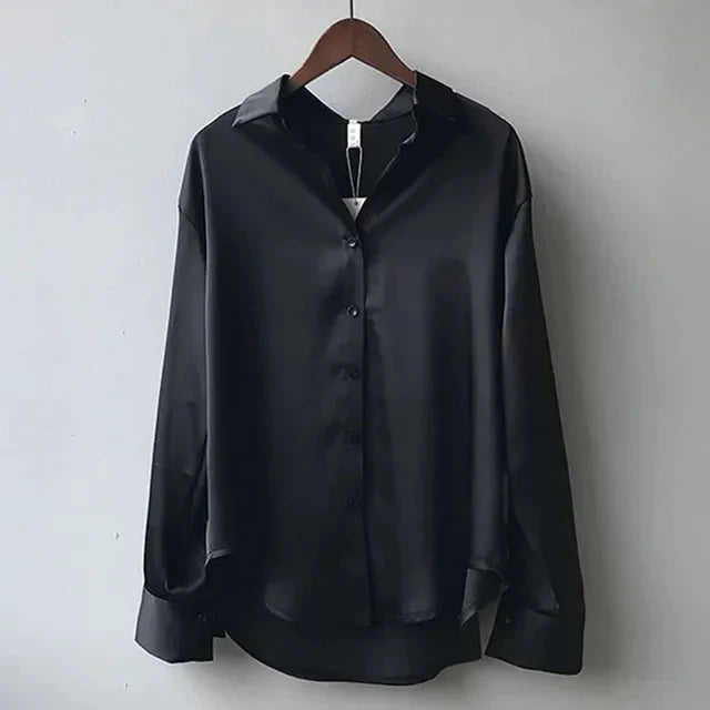 Olive | Elegant Fit Blouse with Soft Sheen