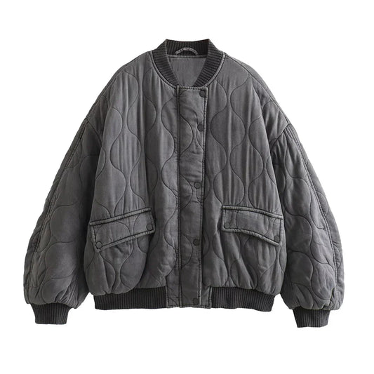 Anita | Women's Loose cut Grey Bomber Jacket