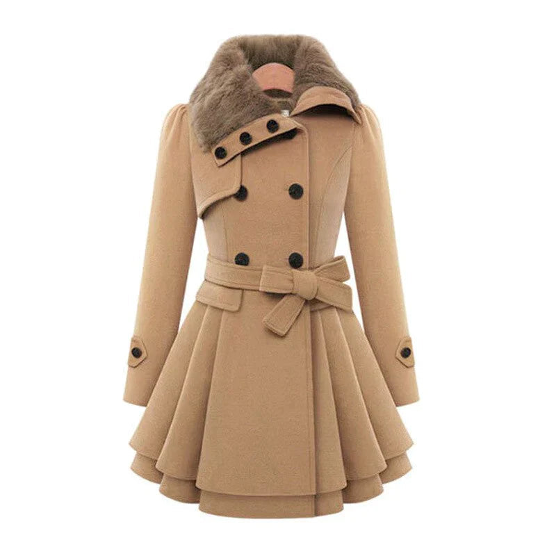 Dominique® | Elegant trench coat with vegan fur