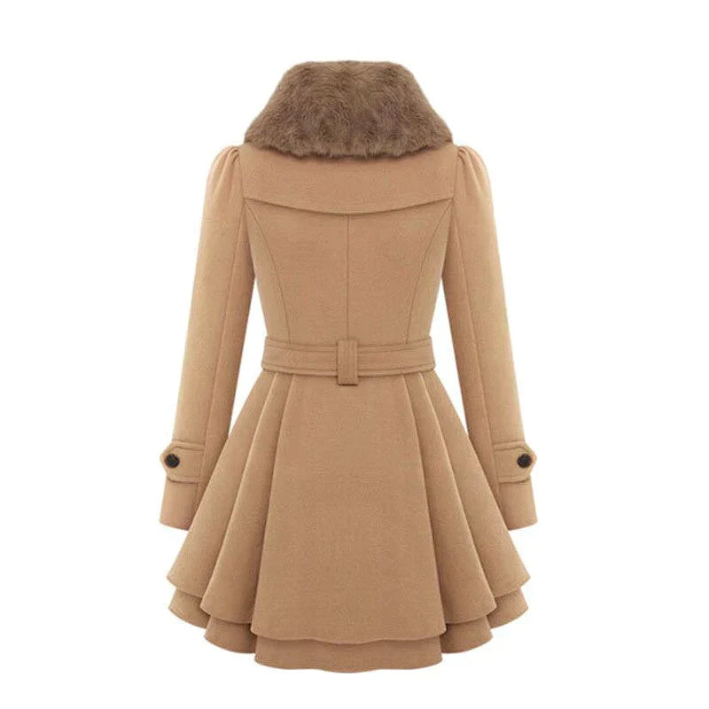 Dominique® | Elegant trench coat with vegan fur