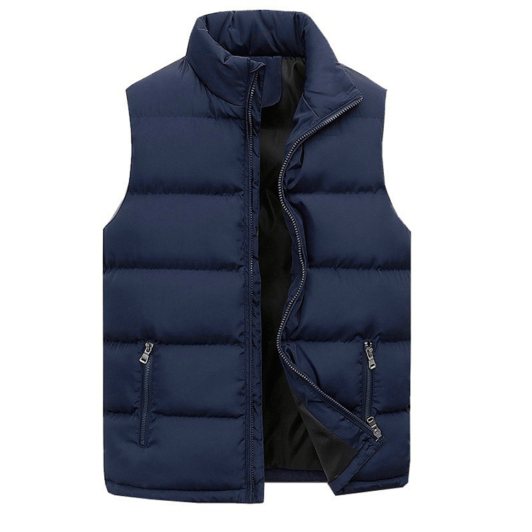 Men’s Quilted Vest – Regular Fit – High Collar – Zip Pockets – Layering