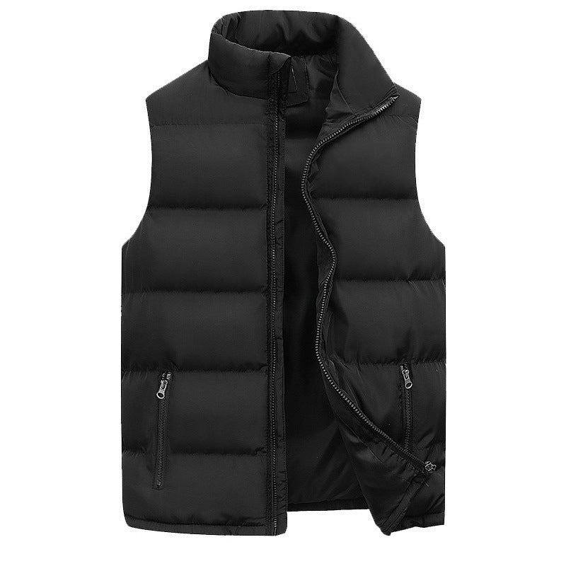 Men’s Quilted Vest – Regular Fit – High Collar – Zip Pockets – Layering