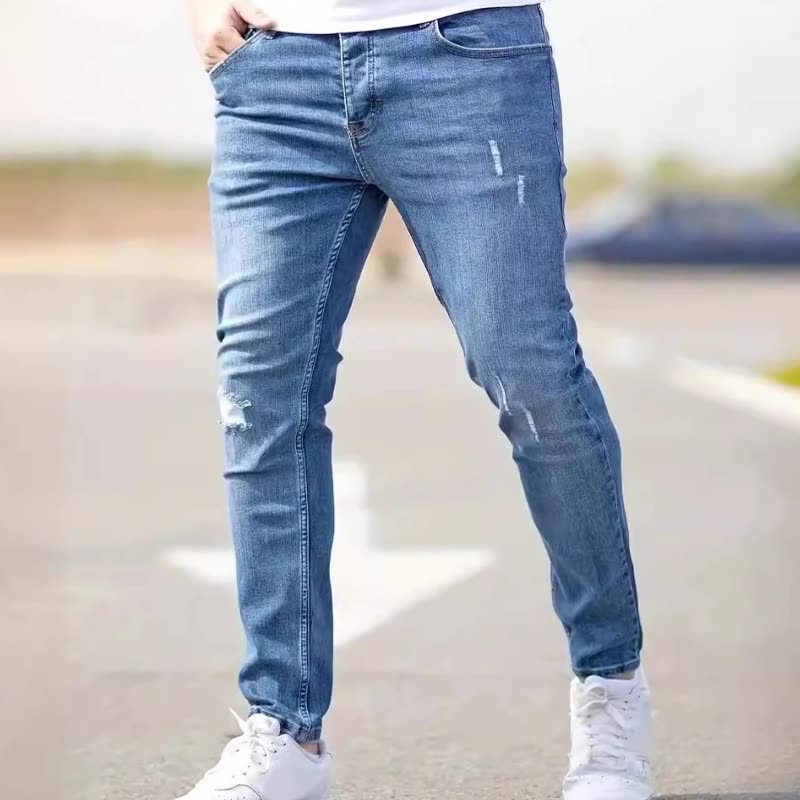 Men’s Skinny Jeans – Slim Fit Stretch Denim – Distressed Urban Style – Full Length