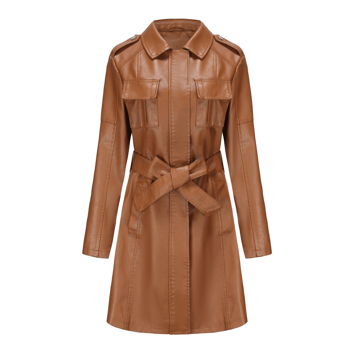 Women’s Mid-Length Jacket – Structured Fit – Sleek Finish – Flap Pockets