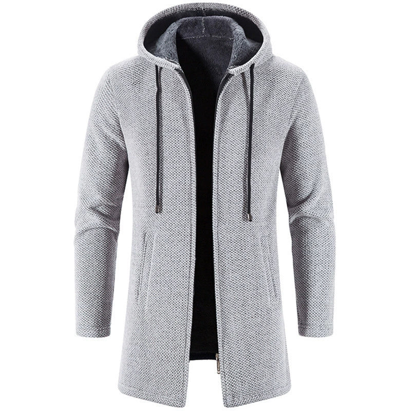 Men’s Cardigan Jacket – Chenille Knit – Hooded – Zip-Up – Relaxed Fit Casual Layer