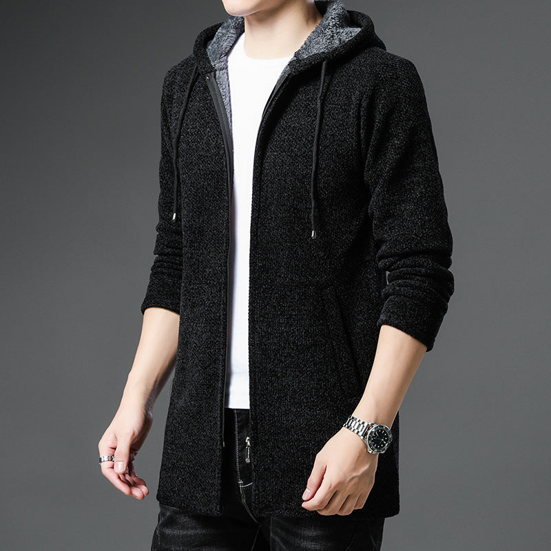 Men’s Windbreaker Sweater – Relaxed Fit – Hooded – Zipper Front – Warm Lining