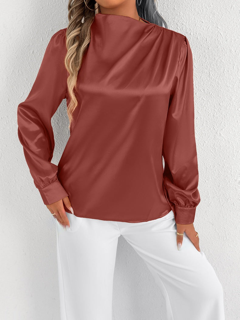 Angelica | Elegant Women’s Blouse – Relaxed Fit, High Neck, Long Sleeve
