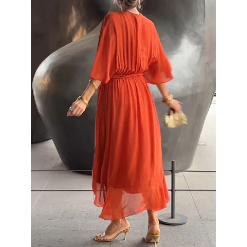 Ana® | Ava midi dress with V-neck and loose sleeves