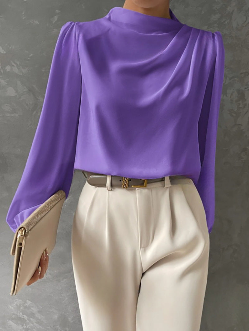 Hera | Women’s Elegant Blouse – Relaxed Fit – High Neck Long Sleeve Top
