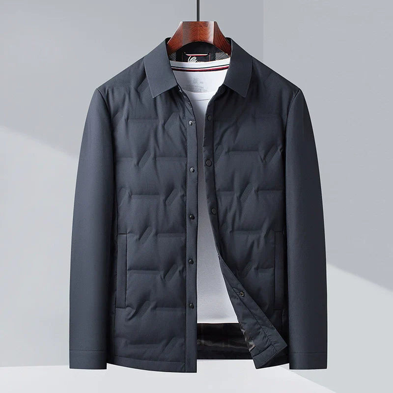 Men’s Down Jacket – Slim Fit – Insulated – Button-Up Quilted Design