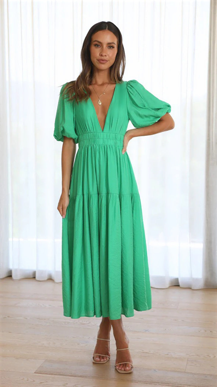 Daniela® | Ella dress with V-neck and puff sleeves