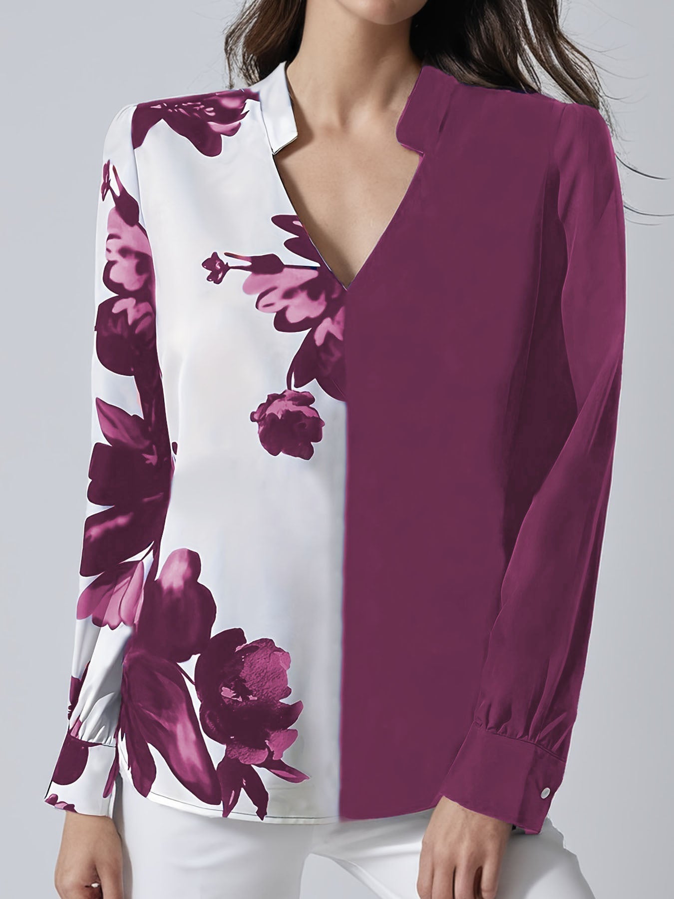 Ariadna® | Women'S Blouse With Asymmetric Cut And Floral Pattern