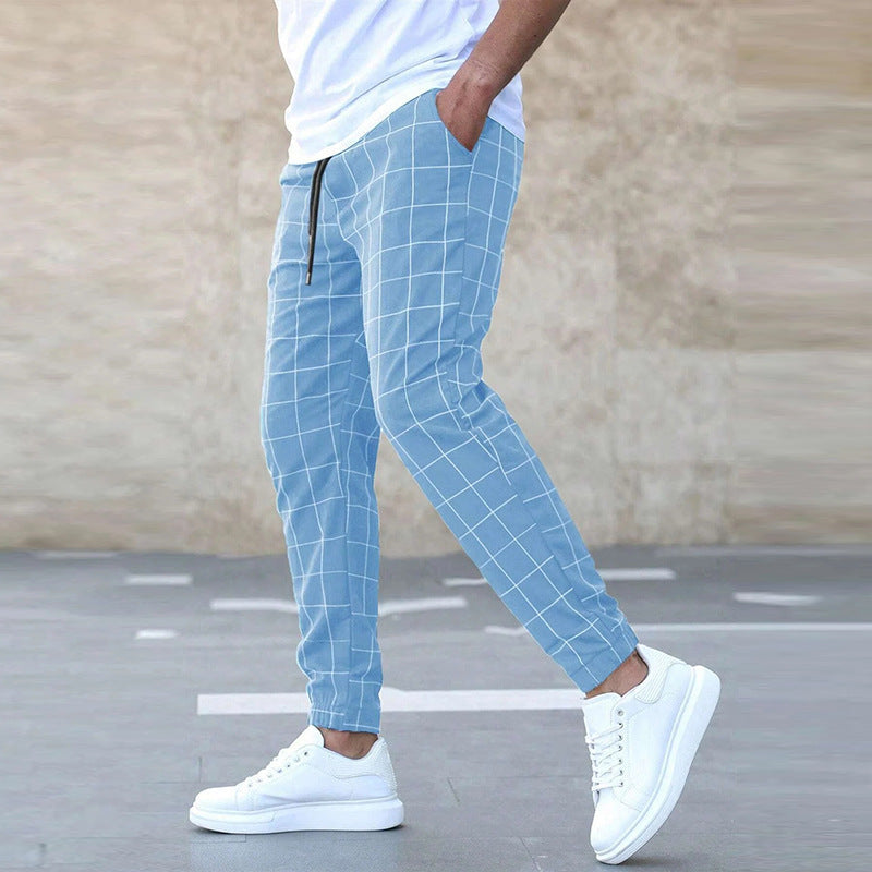 Ezra | Men's Jogging Pants - Cotton Blend - Tapered Fit - Checkered Pattern