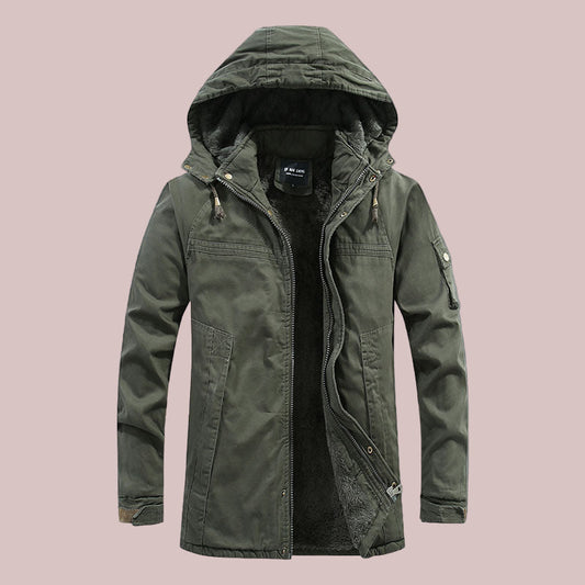 Men’s Hooded Jacket – Slim Fit – Mid Length – Fleece Lined – Outdoor Workwear