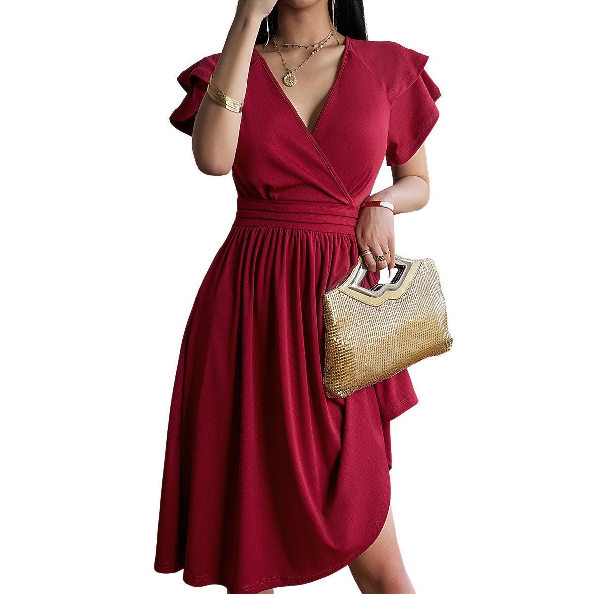 Serena | Elegant Short Dress with Tailored Fit and Pleated Design