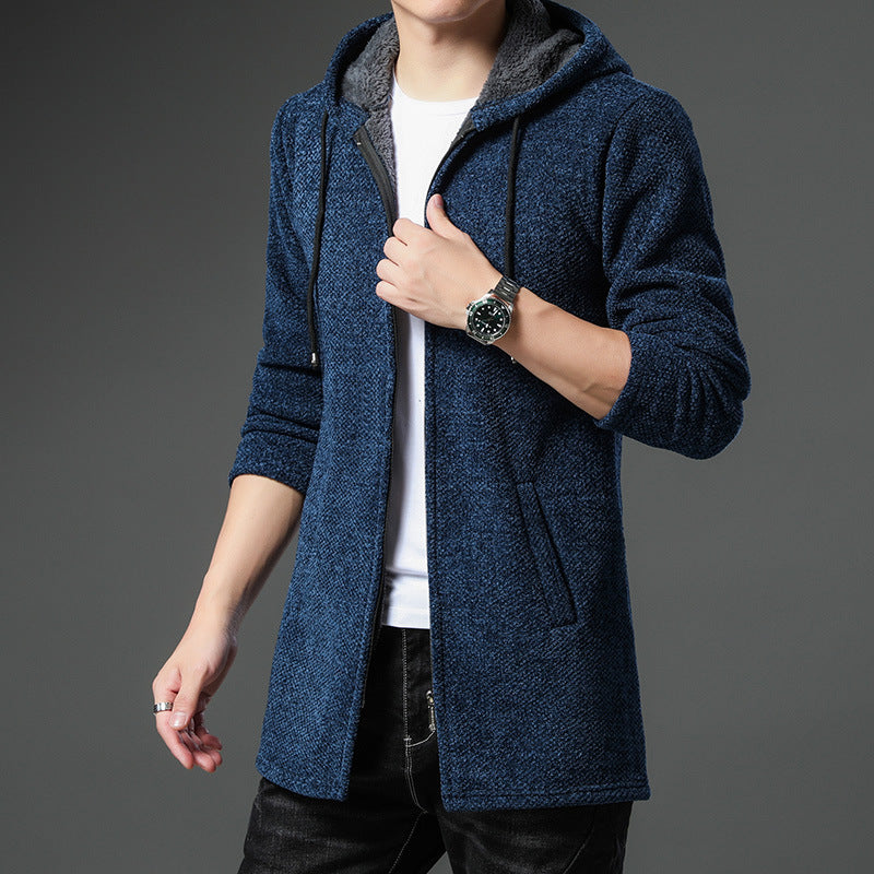 Men’s Windbreaker Sweater – Relaxed Fit – Hooded – Zipper Front – Warm Lining