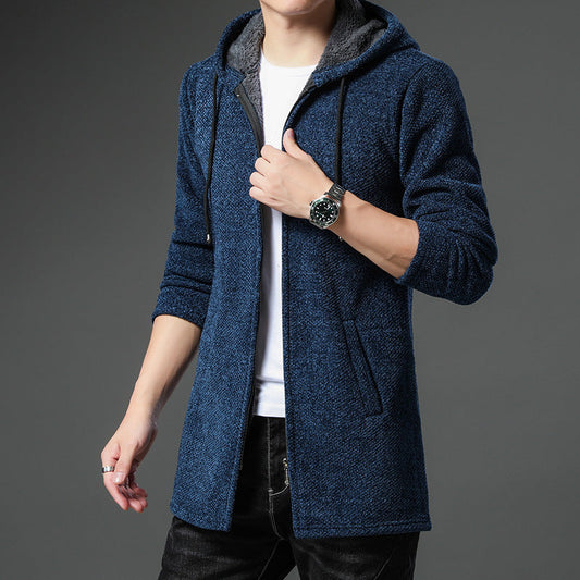 Men’s Windbreaker Sweater – Relaxed Fit – Hooded – Zipper Front – Warm Lining