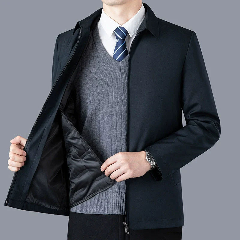 Men’s Jacket – Structured Fit – Detachable Liner – Waist Length Business Casual