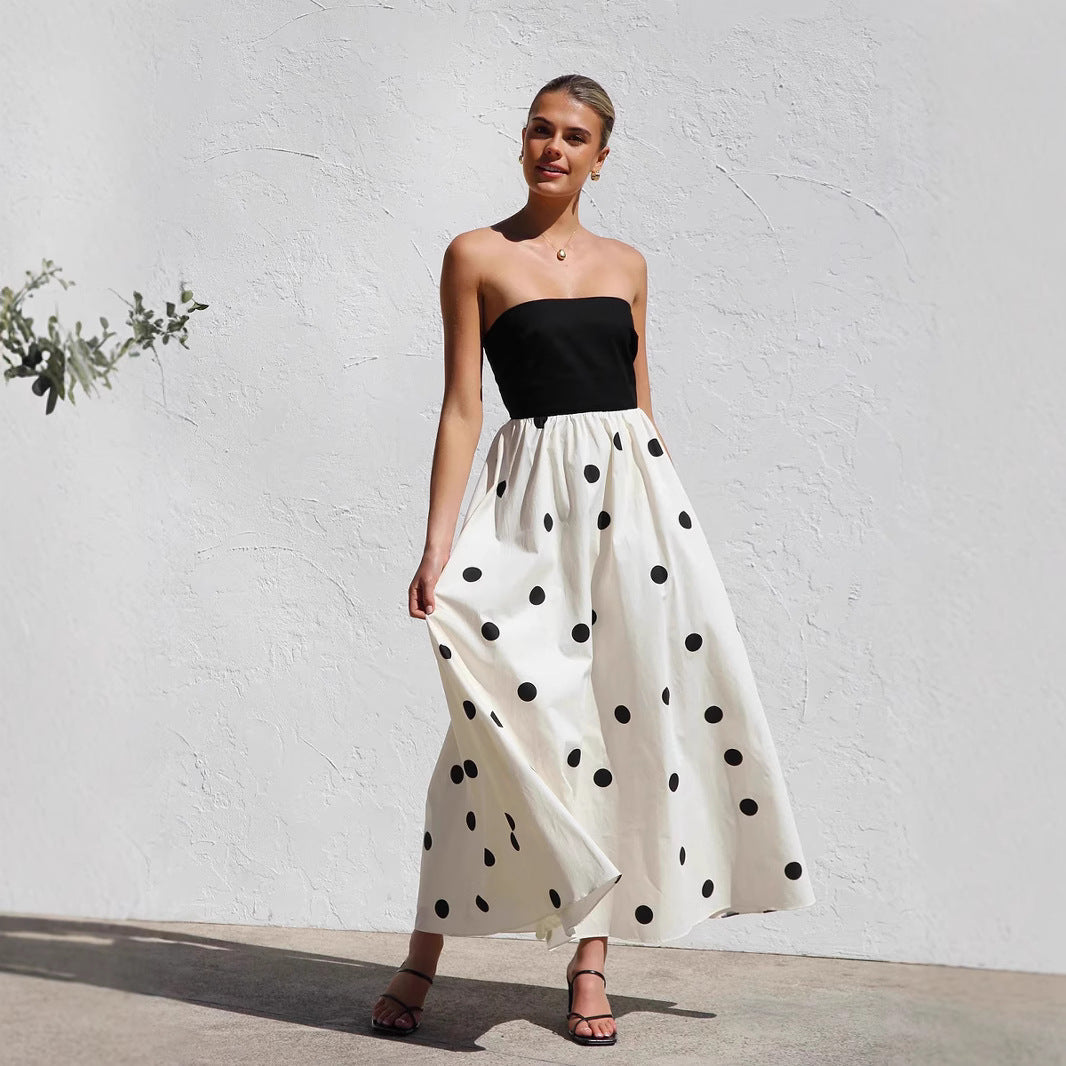 Ellen | Chic Strapless A-Line Polka Dot Dress for Summer