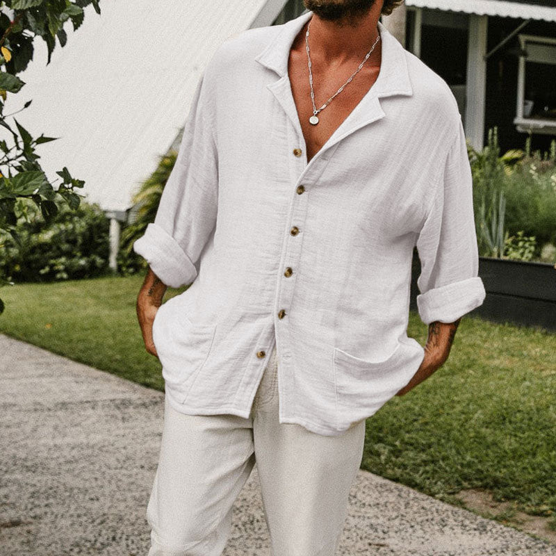 Reid | Casual Long Sleeve Cotton Shirt - Relaxed Fit