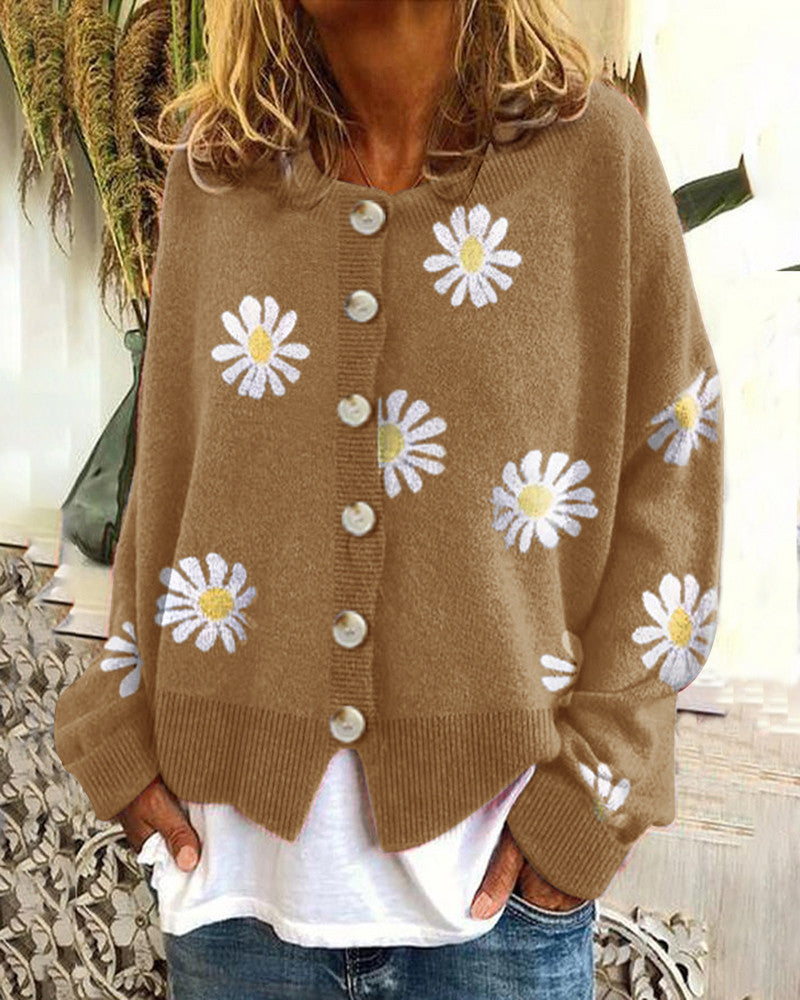 Clara | Women's cardigan with daisy design