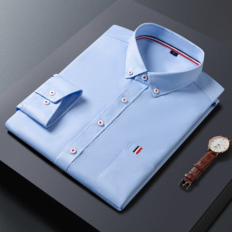 Men’s Long Sleeve Shirt – Slim Fit – Cotton Blend – Pointed Collar – Chest Pocket