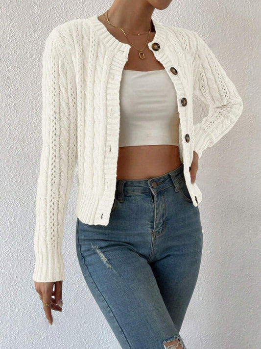 Christy | Women's Button-Front Cable Knit Cardigan