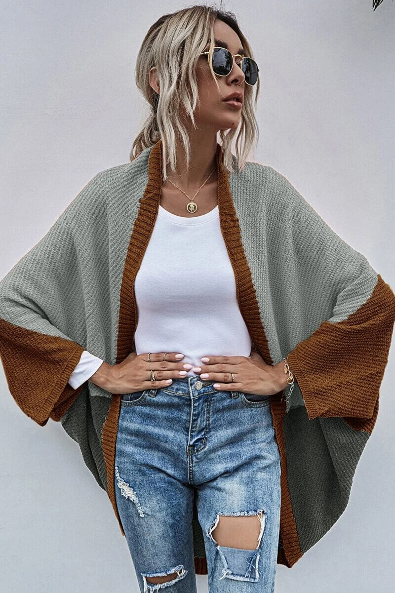 Ariadna® | Bohemian color block cardigan with wide sleeves