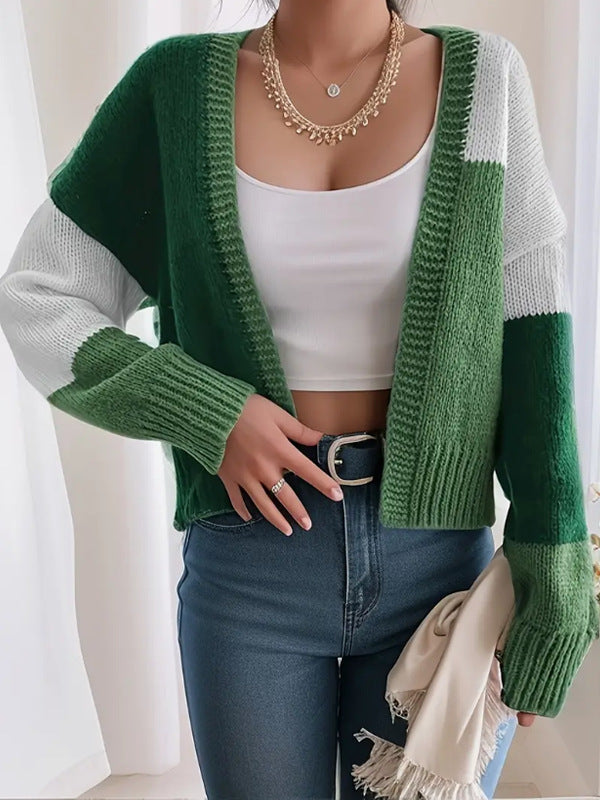 Joanna | Women's Cropped Color Block Cardigan
