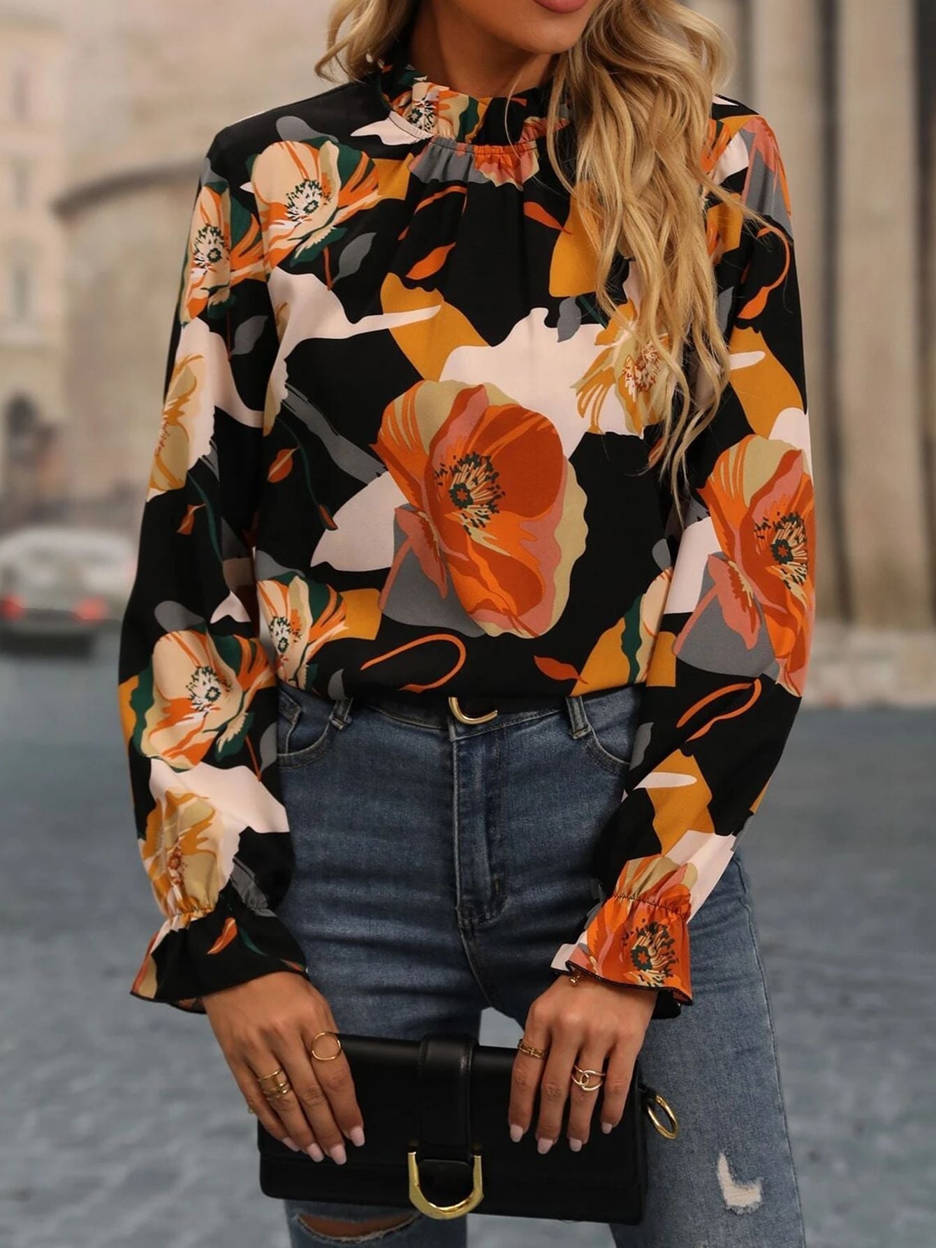Dorotea® | Women'S Blouse With Floral Design And Elegant Ruffles