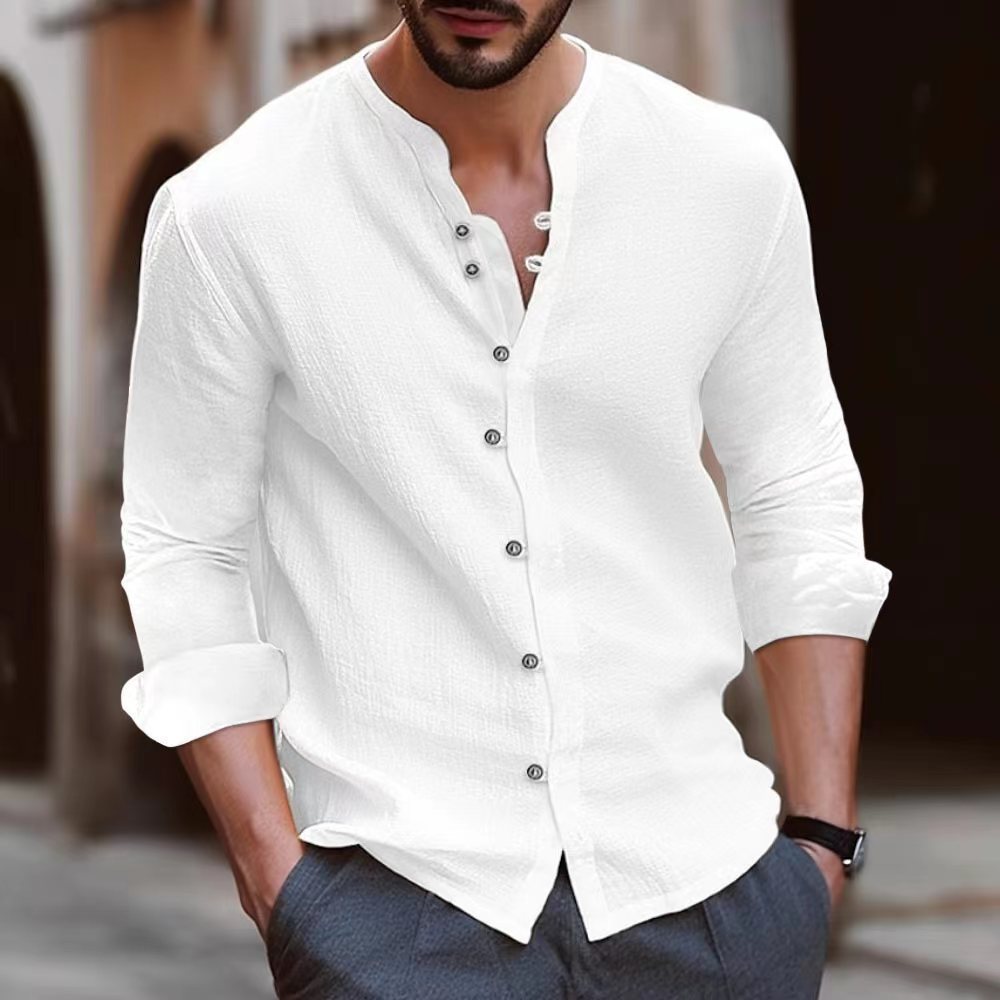 Waylon | Men’s Long Sleeve Shirt - Cotton Blend - Relaxed Fit