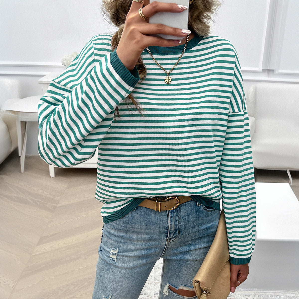 Arcelia | Classic striped sweater with a crew neck
