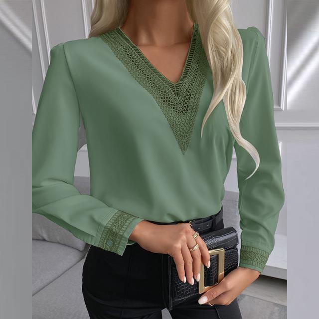Cristina® | Women'S Blouse With Elegant Lace And V-Neck